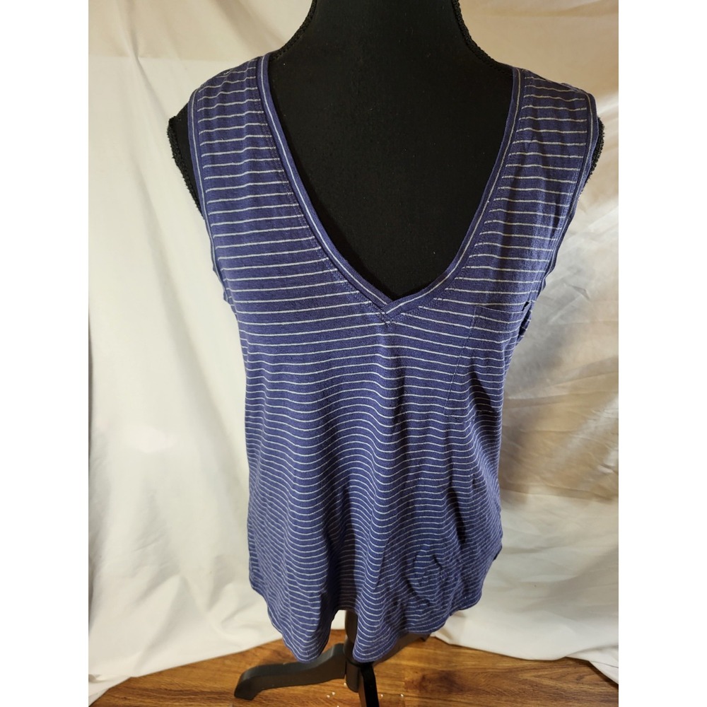 Toad & co grom tank top striped hemp organic cotton Med Blue